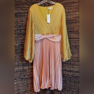 NWT Boohoo Occasion Dress Women's 12 Midi Pleated Wedding Guest Event Formal